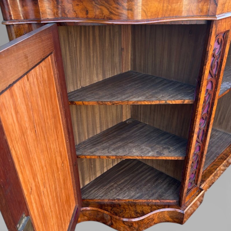 Antique Victorian Walnut & Marble Topped Carved Mirror Backed Sideboard Credenza - Image 9